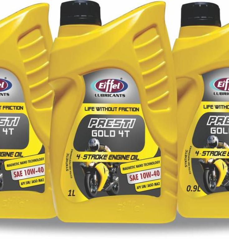 Dầu nhớt xe máy cao cấp tổng hợp hoàn toàn dành cho xe đua, xe phân khối lớn Eiffel Presti Gold 4T 10W40 SM(JASO MA2)